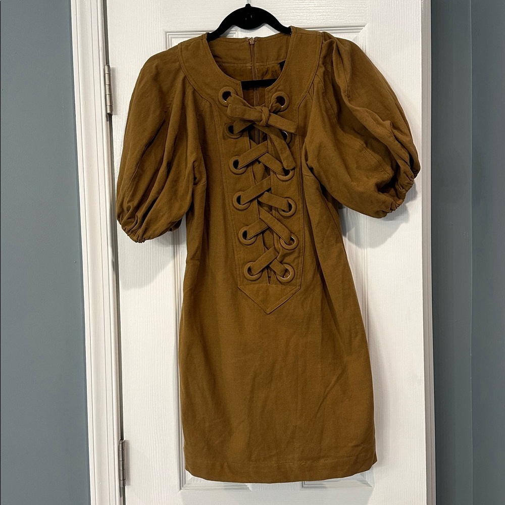 Vici Tan Dress with Unique Detailing
